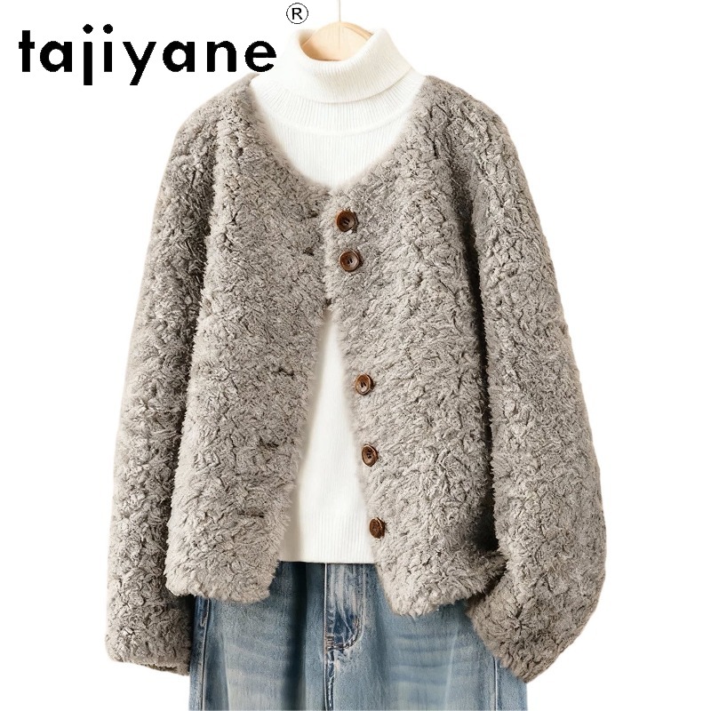 Wool Coat Peacoat - TAJIYANE Manteau en vraie fourrure de